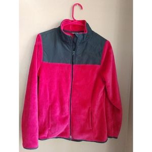 Danskin Zip Pink Grey Fuzzy Sports Jacket Sz 8-10